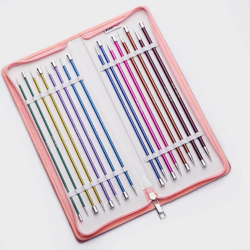Aiguilles à tricoter: Simple pointe : "Zing" : 25cm : Assortiment